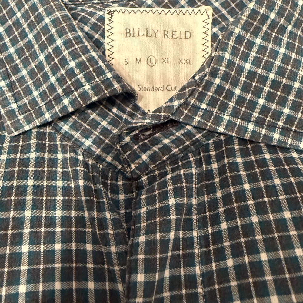Billy Reid Green Plaid Men's Shirt